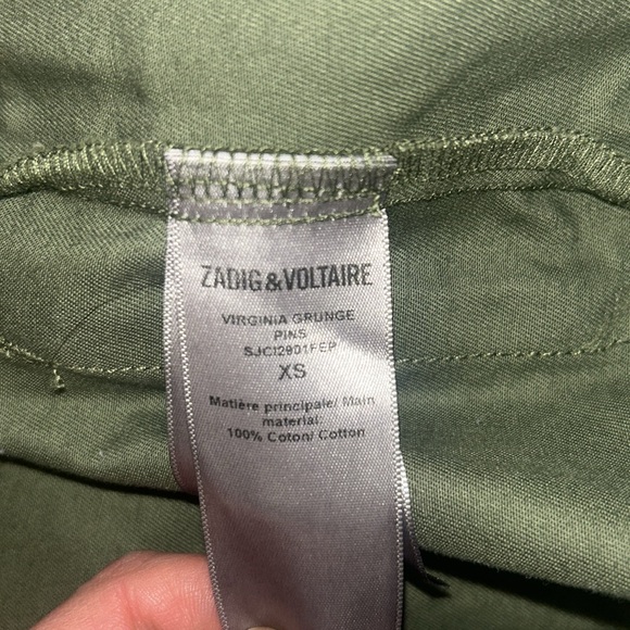 Zadig & Voltaire Virginia Grunge Foil Skull Cotton Blazer in Kaki - Picture 6 of 8